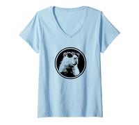 Donna Funny Black Logo Sunglasses Lover Chill Capybara Vibes Maglietta con Collo a V