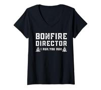 Donna Funny Bonfire Director I Run You Run Bonfire Night Graphic Maglietta con Collo a V