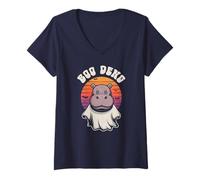 Donna Funny Boo DENG Baby Pigmeo Ippopotamo Creepy Ghost Haunted House Maglietta con Collo a V