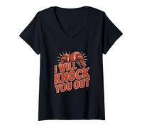 Donna Funny Boxer Knock You Out - Guantoni da boxe I Will Knock You Out Maglietta con Collo a V