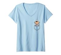 Donna Funny Boy Astronauta Pocket Pal Cute Space Explorer Maglietta con Collo a V