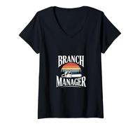 Donna Funny Branch Manager dicendo Chainsaw Logger Maglietta con Collo a V