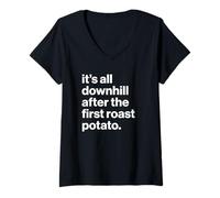 Donna Funny British Phrase Roast Potato Maglietta con Collo a V