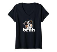 Donna Funny Bro Bruh Kids Tri Color Australian Shepherd Dog Lover Maglietta con Collo a V