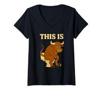 Donna Funny Bull Pun - "This Is Bullshit" Cartoon Toilet Humor Maglietta con Collo a V