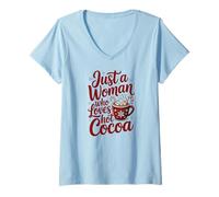 Donna Funny Caffeine Drinking Christmas Coffee Gift Santa Maglietta con Collo a V