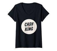 Donna Funny Cash is King Logo per Uomo e Donna Maglietta con Collo a V