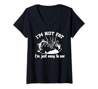 Donna Funny Cat I'm Not Fat. Im Just Easy to See Maglietta con Collo a V