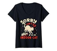 Donna Funny Cat Lover Sorry Cant Go Im An Indoor Introvert Cat Mom Maglietta con Collo a V