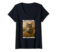 Donna Funny Cat Meme Sarcastic Cat Boss Hilarious Cat Humor Maglietta con Collo a V