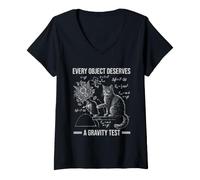 Donna Funny Cat Physics Humor Design What Cats Really Think Maglietta con Collo a V