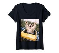 Donna Funny Cat Roller Coaster Silly Meme Graphic Ragdoll Cat Maglietta con Collo a V