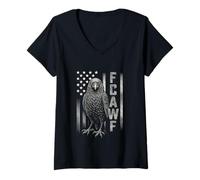 Donna Funny Caw Crow Meme Black Bird Humor Citazione USA Flag Maglietta con Collo a V