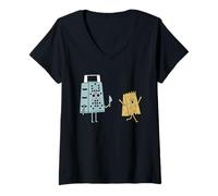 Donna Funny Cheese Design Persone Che Amano Formaggi Chef Cuoco Cibo Maglietta con Collo a V