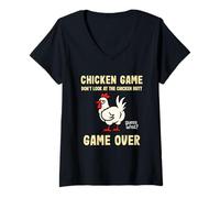 Donna Funny Chicken Game Don't Look Chicken Butt Maglietta con Collo a V