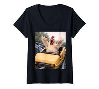 Donna Funny Chicken Roller Coaster Meme Silly Graphic Maglietta con Collo a V