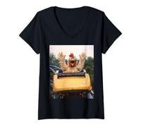 Donna Funny Chicken Roller Coaster Meme Silly Graphic Maglietta con Collo a V