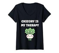 Donna Funny chicory minimalist vegetable simple therapy chicory Maglietta con Collo a V