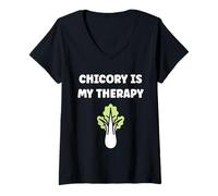 Donna Funny chicory minimalist vegetable simple therapy chicory Maglietta con Collo a V