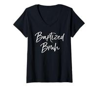Donna Funny Christian Shirt Faith Gift Idea Jesus Catholic Quote Maglietta con Collo a V