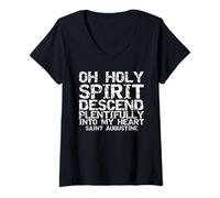 Donna Funny Christian Shirt Faith Gift Idea Jesus Catholic Quote Maglietta con Collo a V