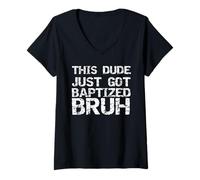 Donna Funny Christian Shirt Faith Gift Idea Jesus Catholic Quote Maglietta con Collo a V