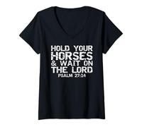 Donna Funny Christian Shirt Faith Gift Idea Jesus Catholic Quote Maglietta con Collo a V