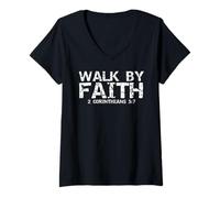 Donna Funny Christian Shirt Faith Gift Idea Jesus Catholic Quote Maglietta con Collo a V