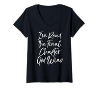 Donna Funny Christian Shirt Faith Gift Idea Jesus Catholic Quote Maglietta con Collo a V
