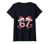 Donna Funny Christmas 67 Meme - Six Seven Candy Canes Maglietta con Collo a V