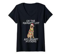 Donna Funny Christmas Anatolian Shepherd Dog Naughty List Maglietta con Collo a V