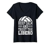 Donna Funny Citazioni Volley Tshirt Keep Calm And Trust Libero Maglietta con Collo a V
