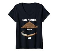 Donna Funny Clean Bible Character Humor - Adam & Even Baby Photos Maglietta con Collo a V