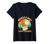Donna Funny Clogging Legend Toilette Clogger World's Best World's Best Maglietta con Collo a V