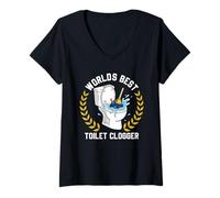 Donna Funny Clogging Legend Toilette Clogger World's Best World's Best Maglietta con Collo a V