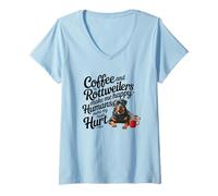 Donna Funny Coffee And Rottweilers Make Me Happy Not Humans Maglietta con Collo a V