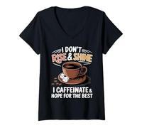 Donna Funny Coffee - I Don't Rise And Shine I Caffeinate And Hope Maglietta con Collo a V