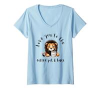 Donna Funny Coffee Love You To The Coffee Pot & Back Lion Maglietta con Collo a V