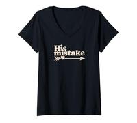 Donna Funny Couple His Mistake Arrow Heart Joke Maglietta con Collo a V