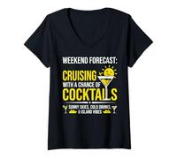 Donna Funny Couples Cruising Forecast Cocktails Maglietta con Collo a V