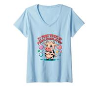 Donna Funny Cow IT Took Year of People Pissing Me off Maglietta con Collo a V