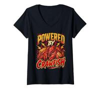 Donna Funny Crawfish Saying Humor Joke Gag Powered By Maglietta con Collo a V
