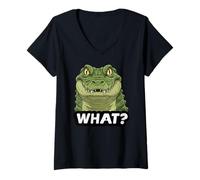 Donna Funny Crocodile What Zoo Ragazzi Ragazze Bambini Maglietta con Collo a V