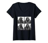 Donna Funny Crows Rockers Cool Animals Musica Rock Emo Punk Band Maglietta con Collo a V
