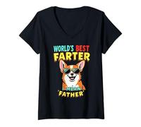 Donna Funny Dad Dog World's Best Farter I Mean Father Fathers Day Maglietta con Collo a V