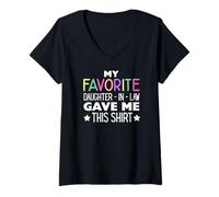 Donna Funny Daughter In Law Birthday Mother Father In Law Maglietta con Collo a V