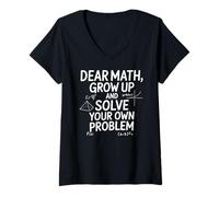 Donna Funny Dear Math Grow Up Solve Your Problems Teens Trendy Maglietta con Collo a V