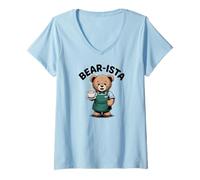 Donna Funny Design Barista Coffee Lover Espresso Caffeine Maglietta con Collo a V