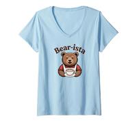 Donna Funny Design Barista Coffee Lover Espresso Caffeine Maglietta con Collo a V