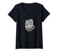 Donna Funny Design Barista Coffee Lover Espresso Caffeine Maglietta con Collo a V